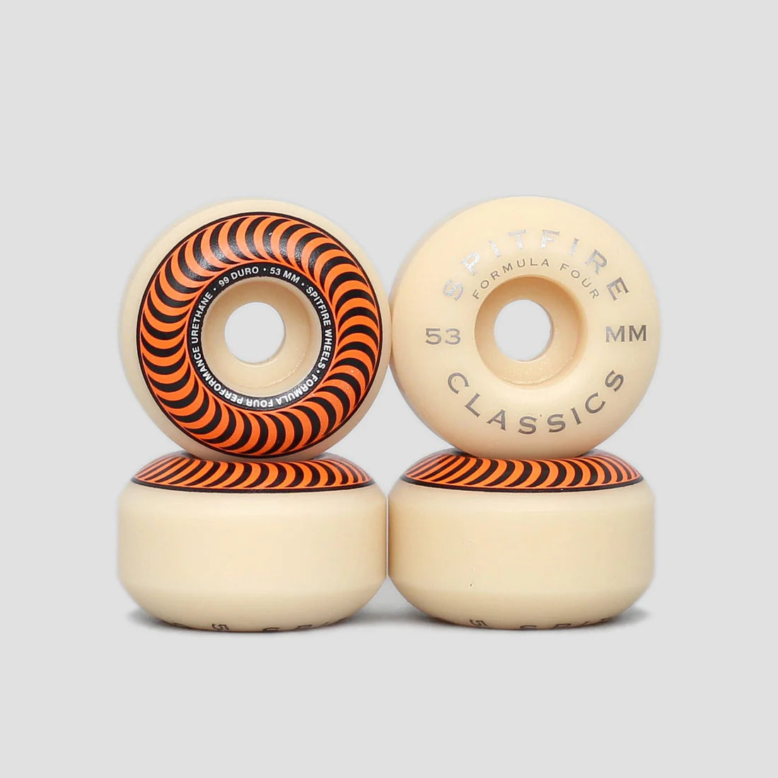 53mm Formula Four 99DU Spitfire Classics Wheels Natural / Orange