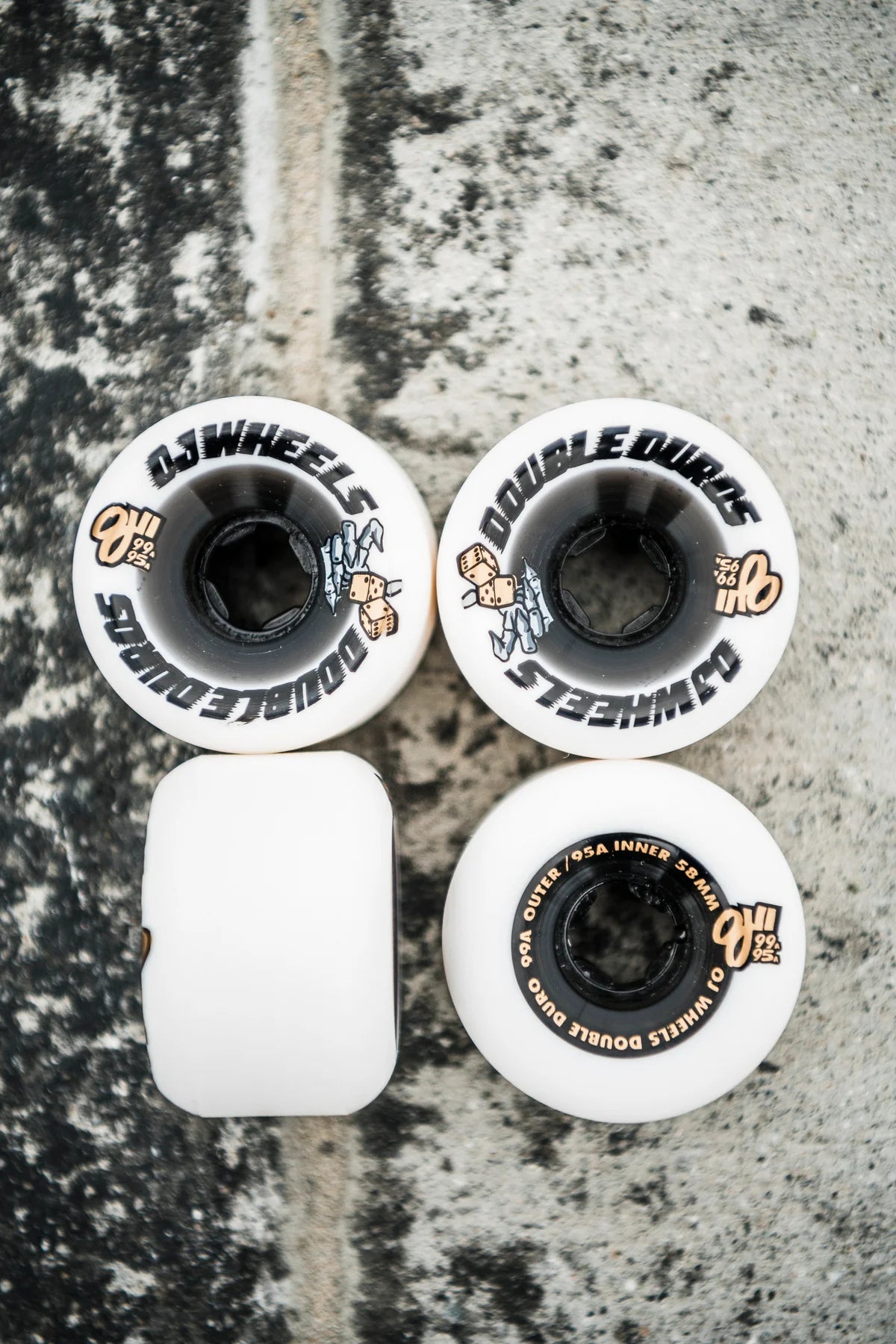 58mm Double Duro White Black Mini Combo 99a/95a OJ Skateboard Wheels