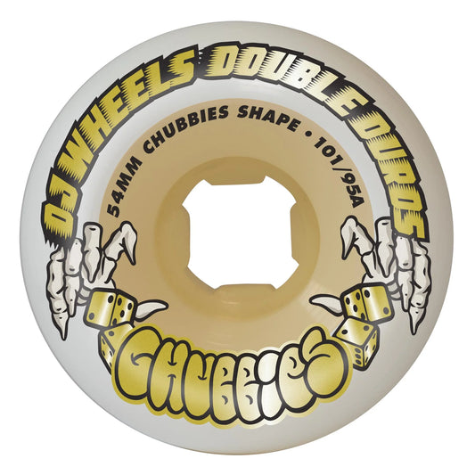 54mm Double Duro White Gum Chubbies 101a/95a OJ Skateboard Wheels