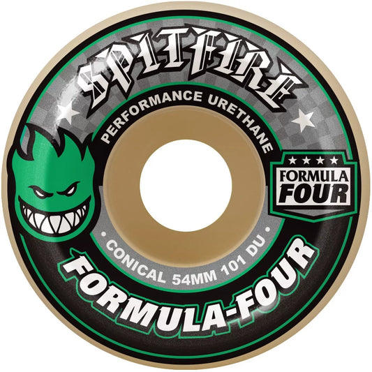 Spitfire Formula Four Conical Full Skateboard Wheels 54mm w/ GRN & BLK